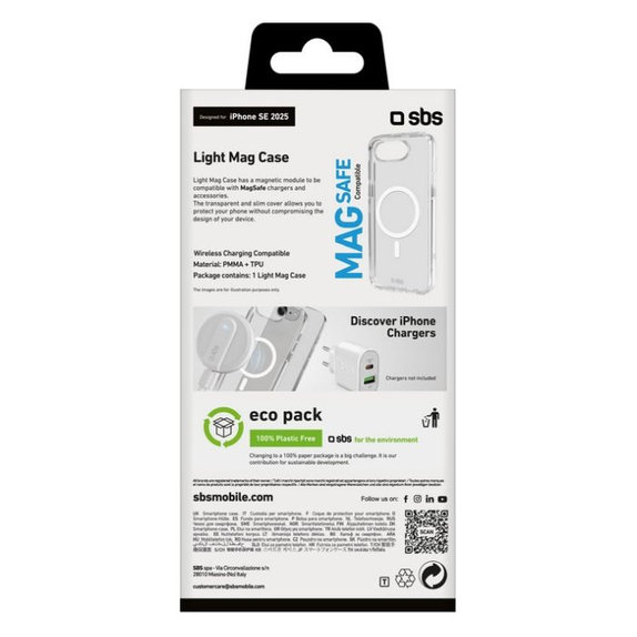 SBS - Caz Light Mag pentru iPhone 16e, transparent