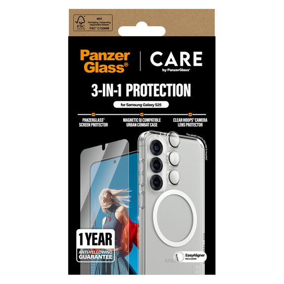 Bundle 3 în 1 pentru Samsung Galaxy S25, PanzerGlass