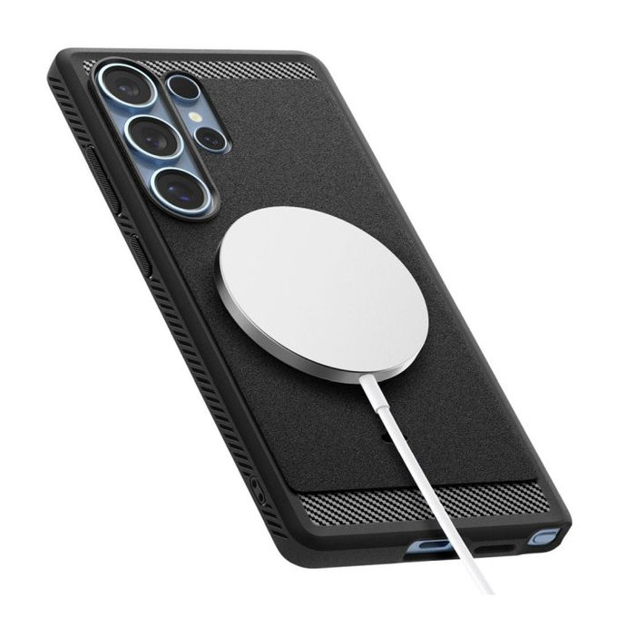 Spigen - Caz Rugged Armor cu MagSafe pentru Samsung Galaxy S25 Ultra, Matte Black
