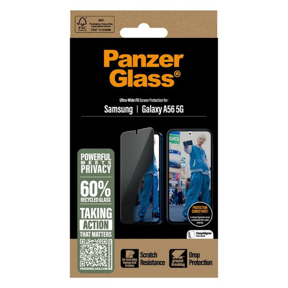 PanzerGlass - Geam Securizat UWF Privacy pentru Samsung Galaxy A56 5G, transparent