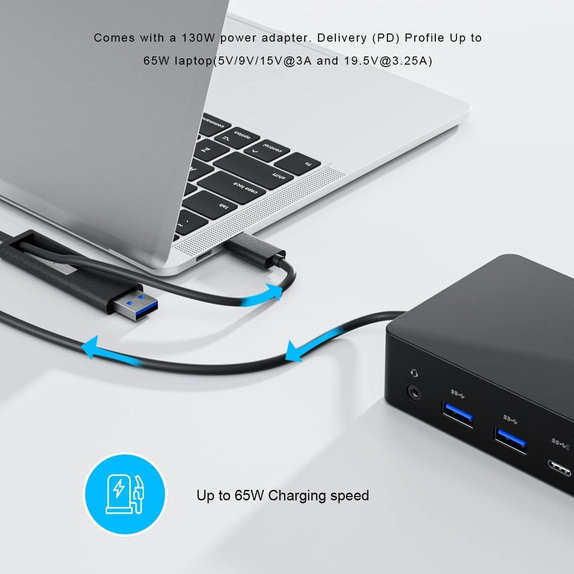 Dell D6000 - Stație de andocare (USB-C) + Adaptor 130W Recondiționat