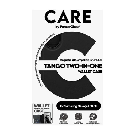 Caz Wallet Tango Two-In-One pentru Samsung A56 5G, negru, PanzerGlass