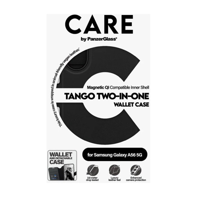 Caz Wallet Tango Two-In-One pentru Samsung A56 5G, negru, PanzerGlass