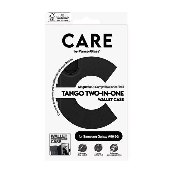 Caz Wallet Tango Two-In-One pentru Samsung A56 5G, negru, PanzerGlass