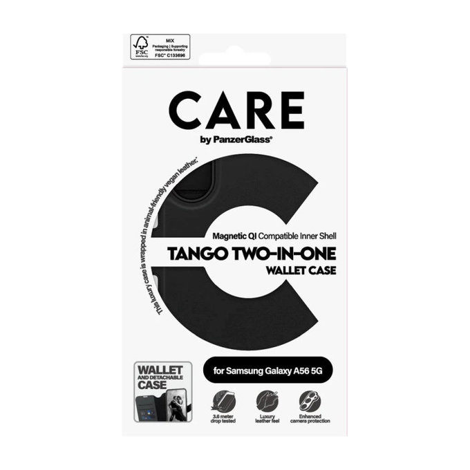 Caz Wallet Tango Two-In-One pentru Samsung A56 5G, negru, PanzerGlass