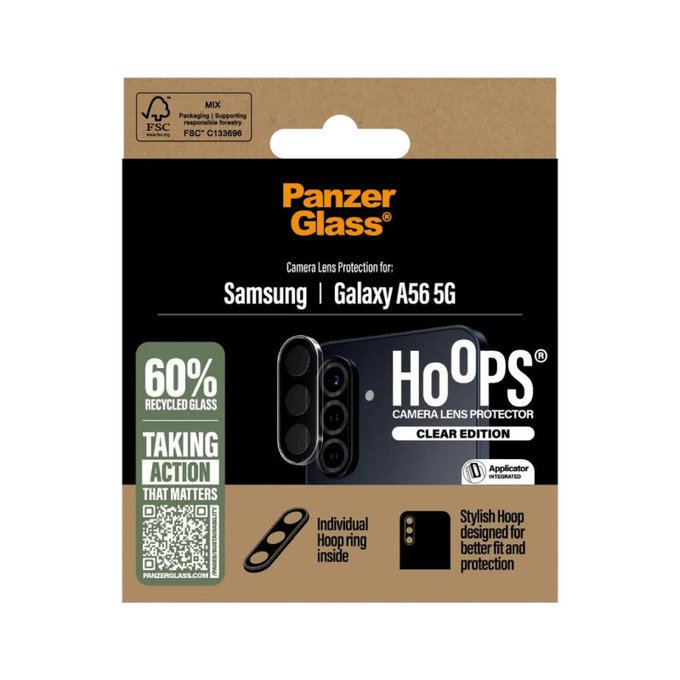 Protecție lentile cameră Hoops pentru Samsung A56 5G, Transparent, PanzerGlass