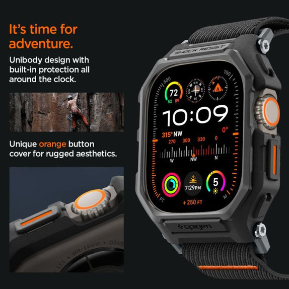 Spigen - Curea Lite Fit "Pro" pentru Apple Watch Ultra (49mm), Matte Black