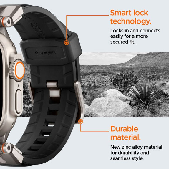 Spigen - Curea Durapro Armor PU pentru Apple Watch (42, 44, 45, 49mm), negru