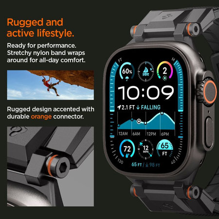 Spigen - Curea Durapro Armor pentru Apple Watch (42, 44, 45, 49mm), Black Edition