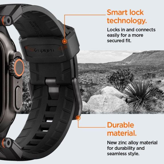 Spigen - Curea Durapro Armor pentru Apple Watch (42, 44, 45, 49mm), Black Edition