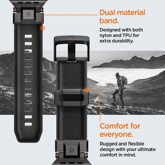 Spigen - Curea Durapro Armor pentru Apple Watch (42, 44, 45, 49mm), Black Edition