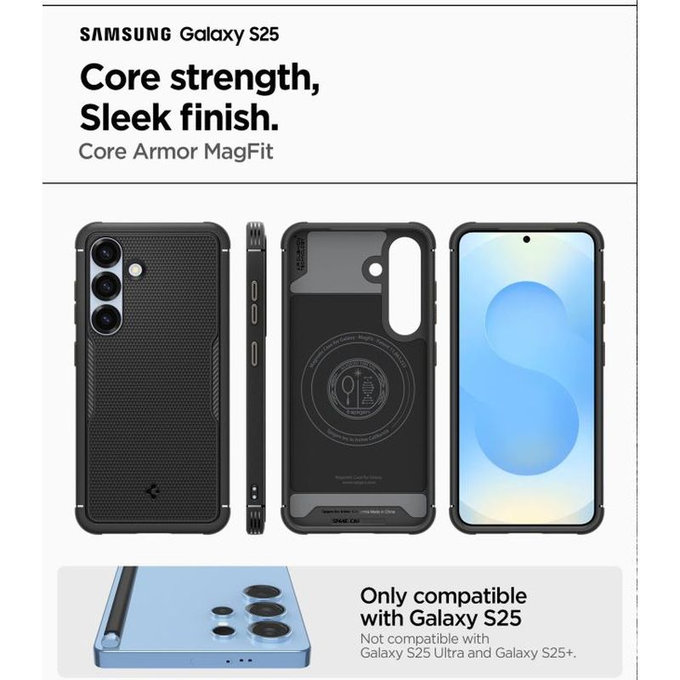 Spigen - Carcasă Core Armor cu MagSafe pentru Samsung Galaxy S25, Matte Black