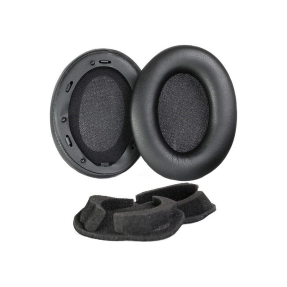 Perne de schimb pentru Sony WH-1000XM3, Spumă cu memorie + piele PU, Negru, 1 pereche