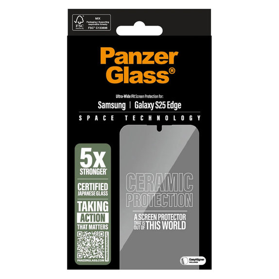 Sticlă securizată UWF Ceramic cu aplicator pentru Samsung Galaxy S25 Edge, Transparent, PanzerGlass