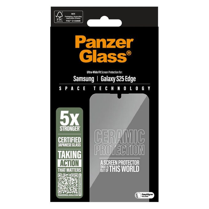 Sticlă securizată UWF Ceramic cu aplicator pentru Samsung Galaxy S25 Edge, Transparent, PanzerGlass