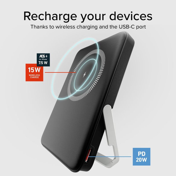 SBS - PowerBank 5000mAh, 20W, Power Delivery, Mag Stand, negru