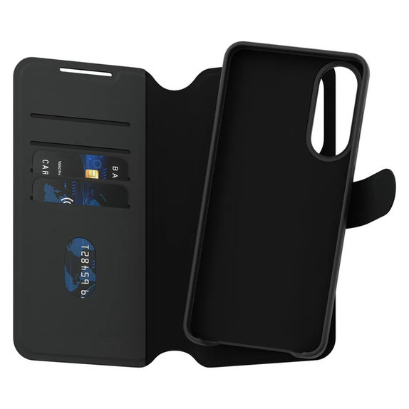 Caz Wallet Tango Two-In-One cu QI pentru Samsung Galaxy S25 Edge, Negru, PanzerGlass