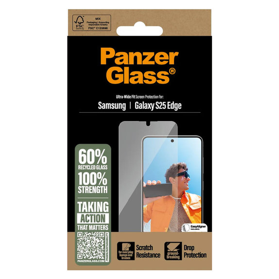 Sticlă securizată UWF cu aplicator pentru Samsung Galaxy S25 Edge, Transparent, PanzerGlass