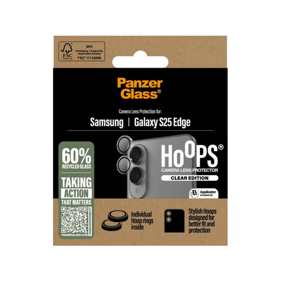 Protecție lentile cameră Hoops pentru Samsung S25 Edge, Transparent, PanzerGlass