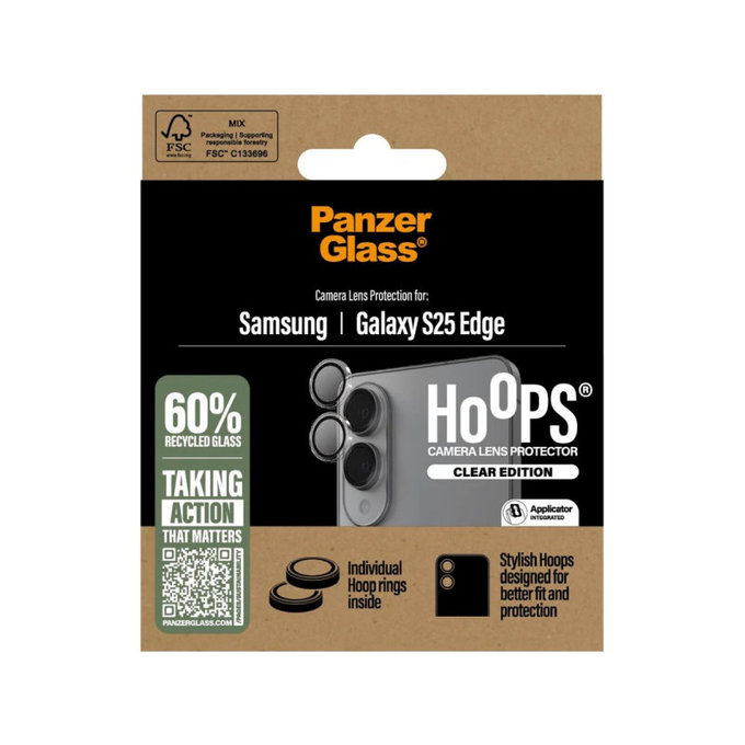 Protecție lentile cameră Hoops pentru Samsung S25 Edge, Transparent, PanzerGlass