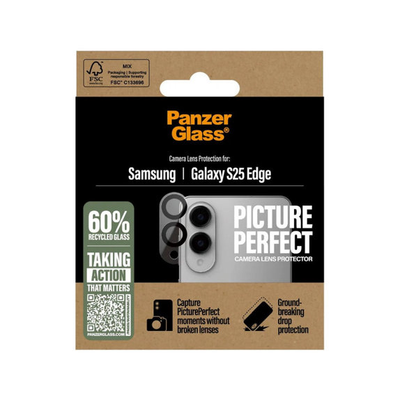 Protecție lentile cameră PicturePerfect pentru Samsung S25 Edge, Negru, PanzerGlass