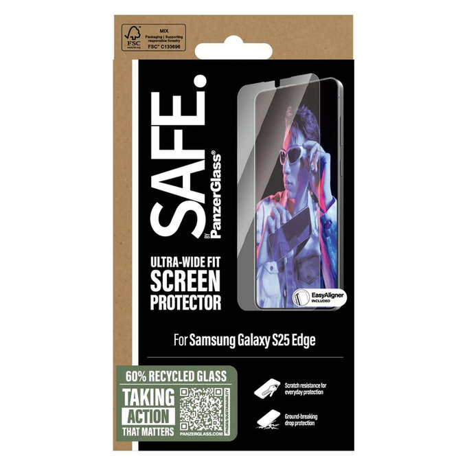 Sticlă securizată UWF cu aplicator pentru Samsung Galaxy S25 Edge, Transparent, SAFE by PanzerGlass