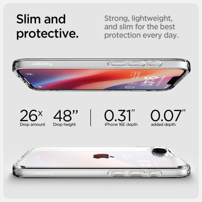 Spigen - Carcasă Ultra Hybrid pentru iPhone 16e, Crystal Clear