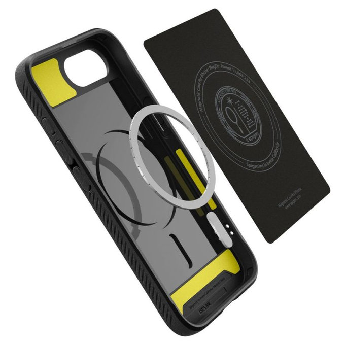 Spigen - Carcasă Rugged Armor cu MagSafe pentru iPhone 16e, Matte Black