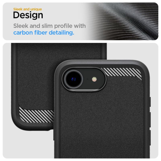 Spigen - Carcasă Rugged Armor cu MagSafe pentru iPhone 16e, Matte Black