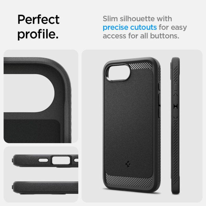 Spigen - Carcasă Rugged Armor cu MagSafe pentru iPhone 16e, Matte Black
