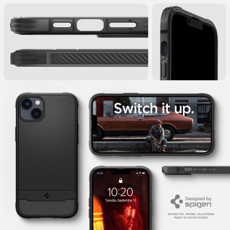 Spigen - Carcasă Rugged Armor cu MagSafe pentru iPhone 14, Matte Black