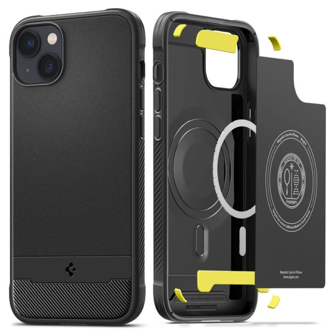 Spigen - Carcasă Rugged Armor cu MagSafe pentru iPhone 14, Matte Black