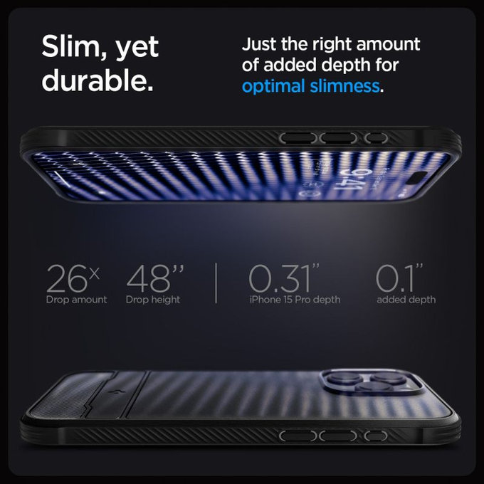 Spigen - Carcasă Rugged Armor cu MagSafe pentru iPhone 15 Pro, Matte Black