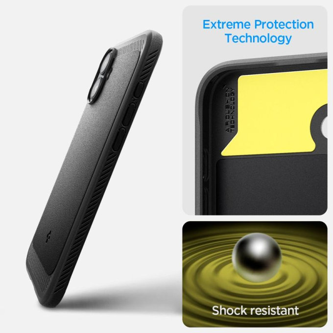 Spigen - Carcasă Rugged Armor cu MagSafe pentru iPhone 16, Matte Black