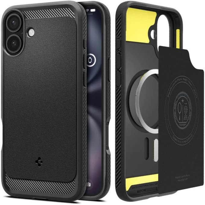 Spigen - Carcasă Rugged Armor cu MagSafe pentru iPhone 16, Matte Black