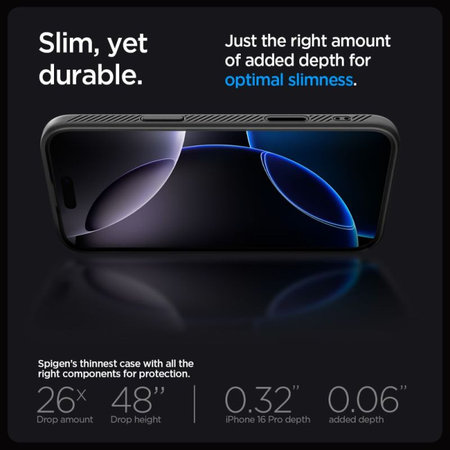 Spigen - Carcasă Liquid Air "T" cu MagSafe pentru iPhone 16 Pro, Matte Black