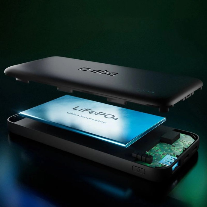 SBS - PowerBank 10000mAh, 10W, Infinity, LiFePO4, USB-C/USB-A, negru