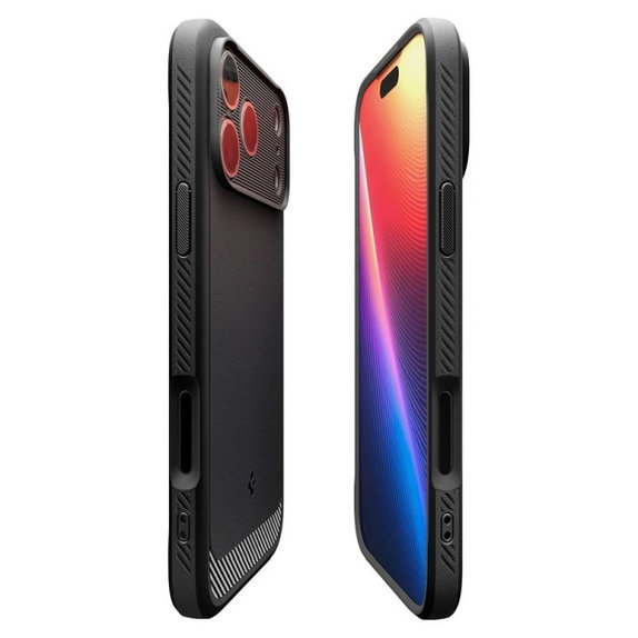 Spigen - Rugged Armor husă MagSafe pentru iPhone 17 Pro Max, Matte Black