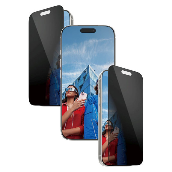 Sticlă securizată UWF 2-Way Privacy cu aplicator pentru iPhone 17 Pro, Negru, PanzerGlass