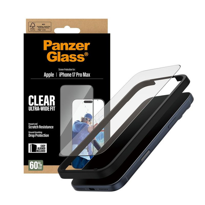 PanzerGlass - Sticlă UWF cu aplicator pentru iPhone 17 Pro Max, negru