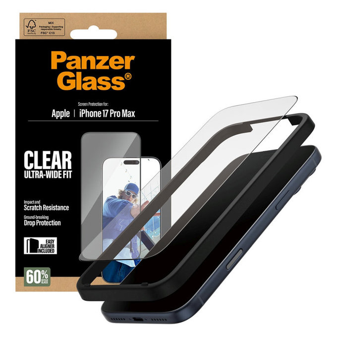 Sticlă securizată UWF cu aplicator pentru iPhone 17 Pro Max, Negru, PanzerGlass