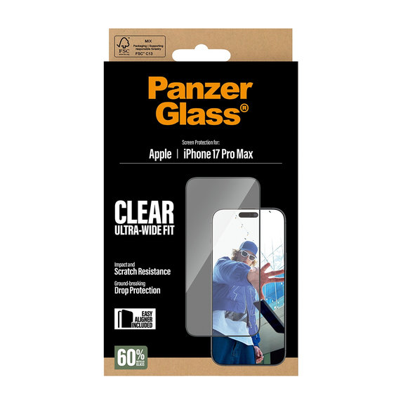 Sticlă securizată UWF cu aplicator pentru iPhone 17 Pro Max, Negru, PanzerGlass