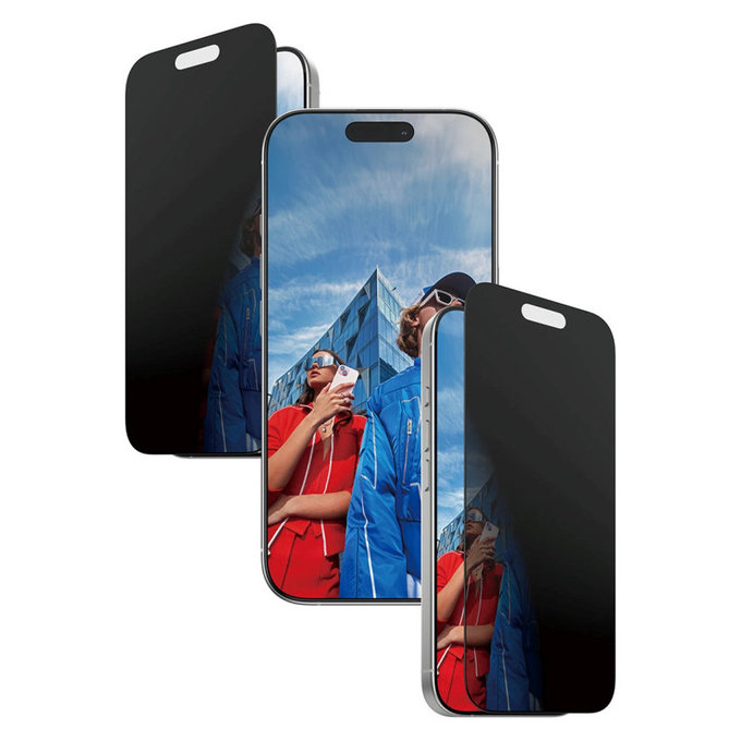 Sticlă securizată UWF 2-Way Privacy cu Fastfit pentru iPhone 17/16 Pro, Negru, PanzerGlass