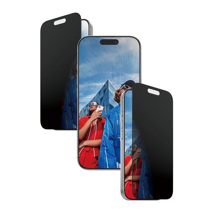 Sticlă securizată UWF 2-Way Privacy cu Fastfit pentru iPhone 17/16 Pro, Negru, PanzerGlass