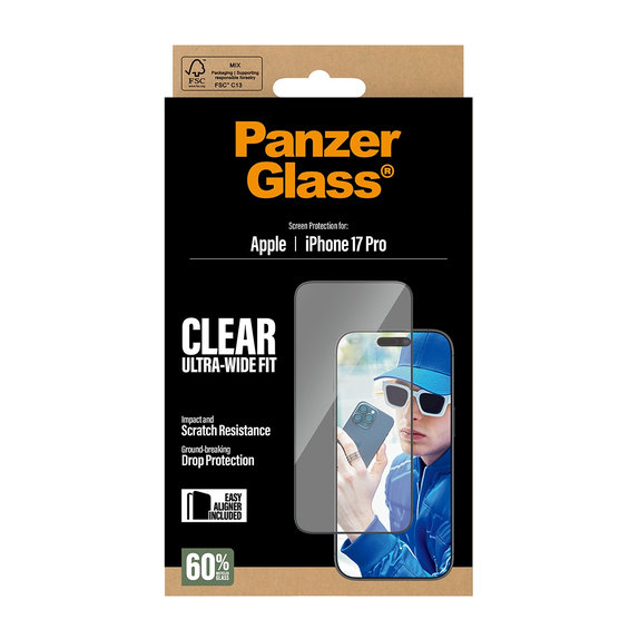 Sticlă securizată UWF cu aplicator pentru iPhone 17 Pro, Negru, PanzerGlass