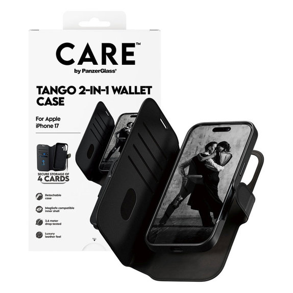 Husă Wallet Tango Two-In-One cu MagSafe pentru iPhone 17, Negru, CARE