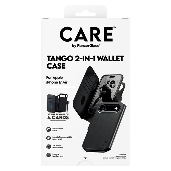 Caz Wallet Tango Two-In-One cu MagSAFE by PanzerGlass pentru iPhone Air, Negru, PanzerGlass