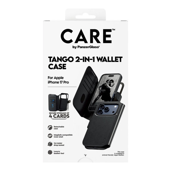 Husă Wallet Tango Two-In-One cu MagSafe pentru iPhone 17 Pro, Negru, CARE