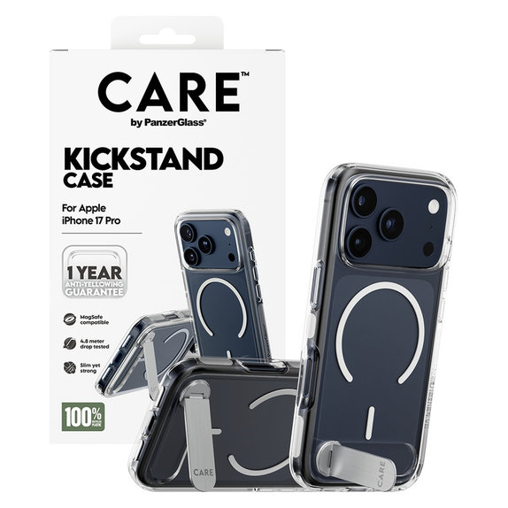 Caz Kickstand pentru iPhone 17 Pro, Transparent, PanzerGlass