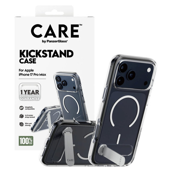 Caz Kickstand pentru iPhone 17 Pro Max, transparent, PanzerGlass